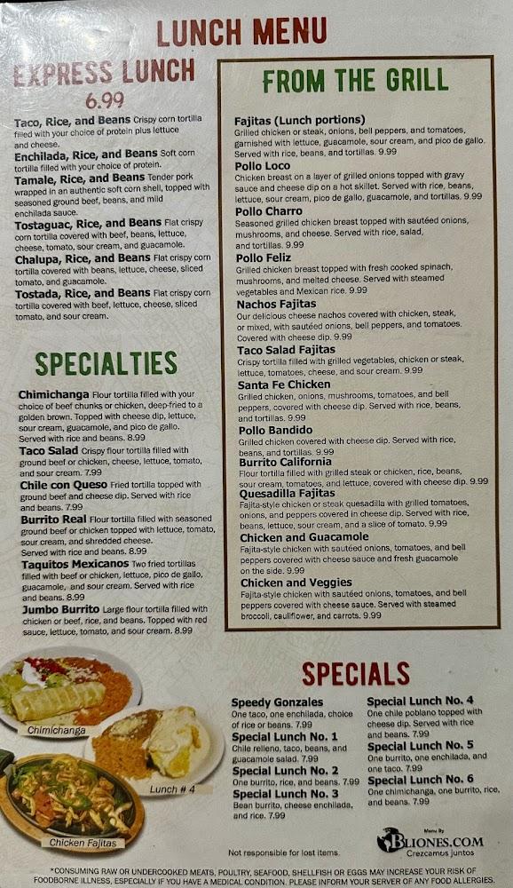 Agave's Mexican Restaurant Lafayette Menu image 1